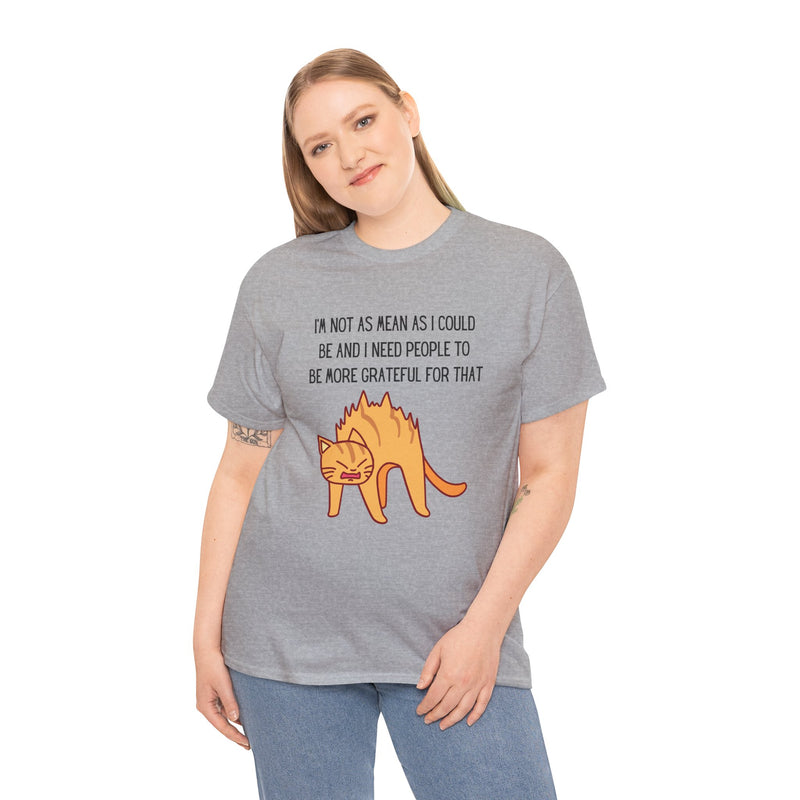 Sassy Cat Attitude T-Shirt — "I’m Not As Mean As I Could Be" Graphic Tee