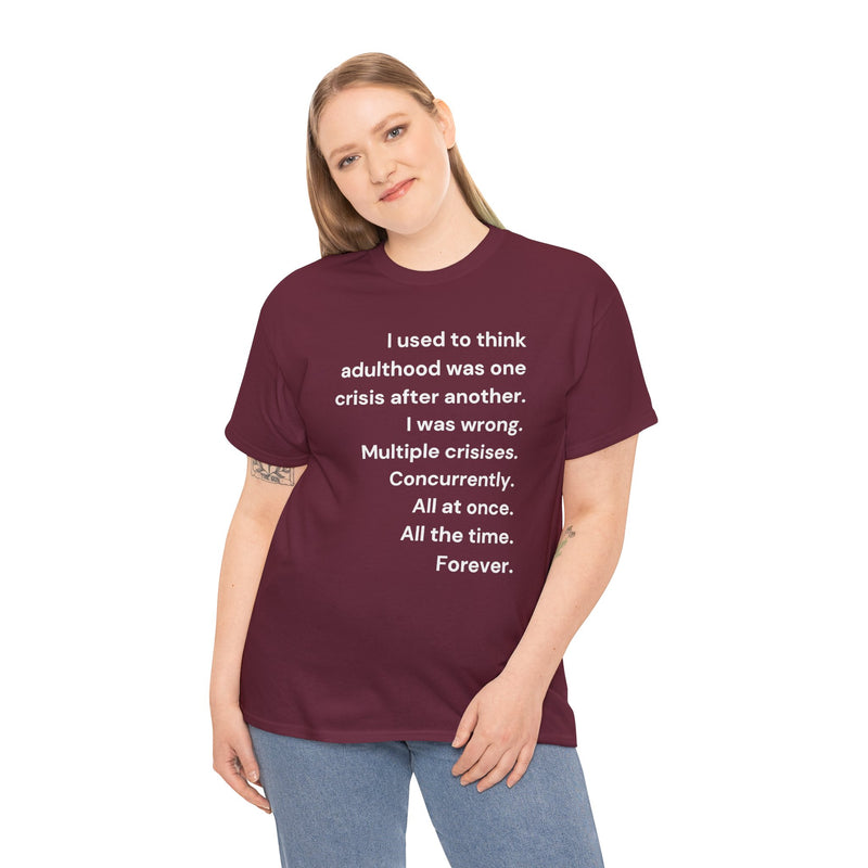 Minimalist Text Tee — 'Adulthood' Graphic T-Shirt