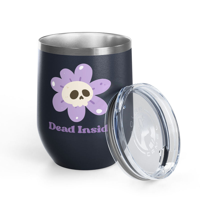 "Dead Inside" Floral Skull Wine Tumbler - Stainless Steel Insulated Outdoor Wine Cup - Pairs Perfectly with Patio for Day Drinking