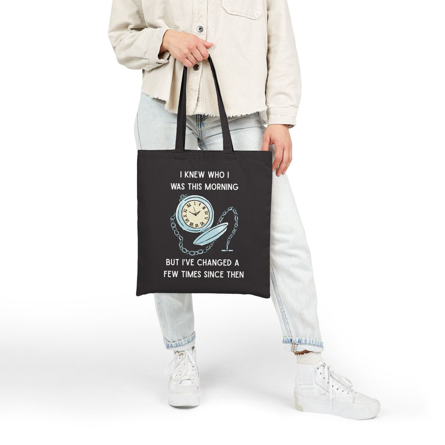Tote Bag — Wonderland Design: "I knew who I was this morning but I’ve changed a few times since then"