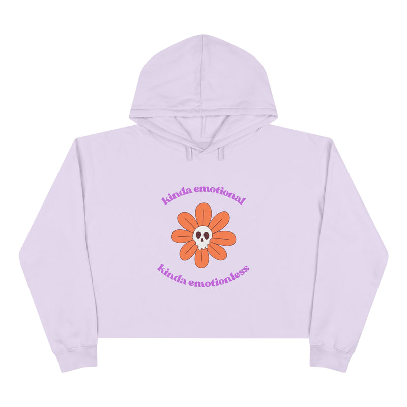 Crop Hoodie - "Kinda Emotional Kinda Emotionless" Flower Skull Hooded Sweatshirt