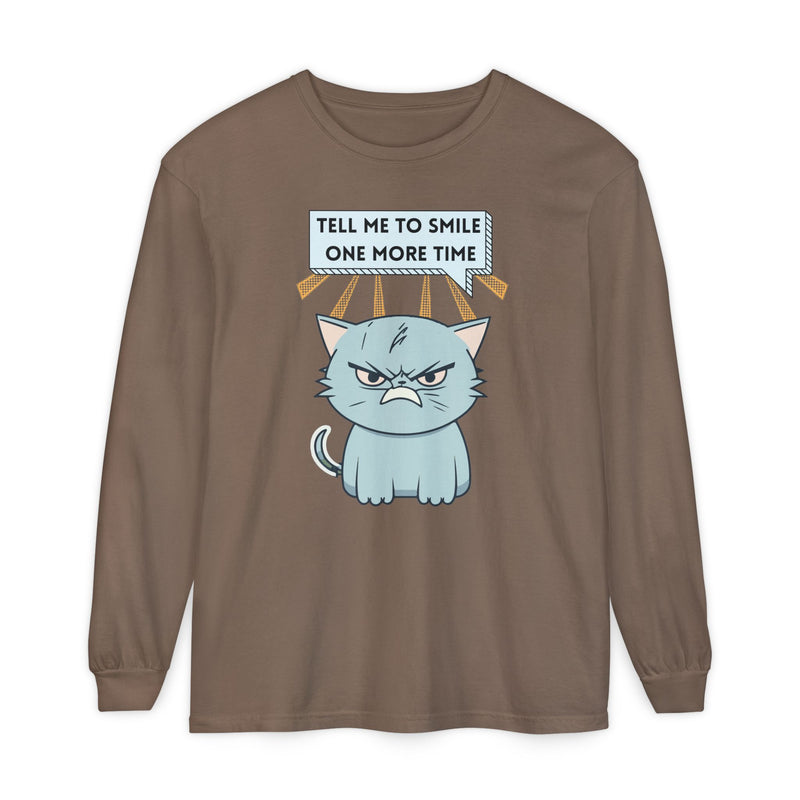 Grumpy Cat "Tell Me To Smile One More Time" Long Sleeve Tee
