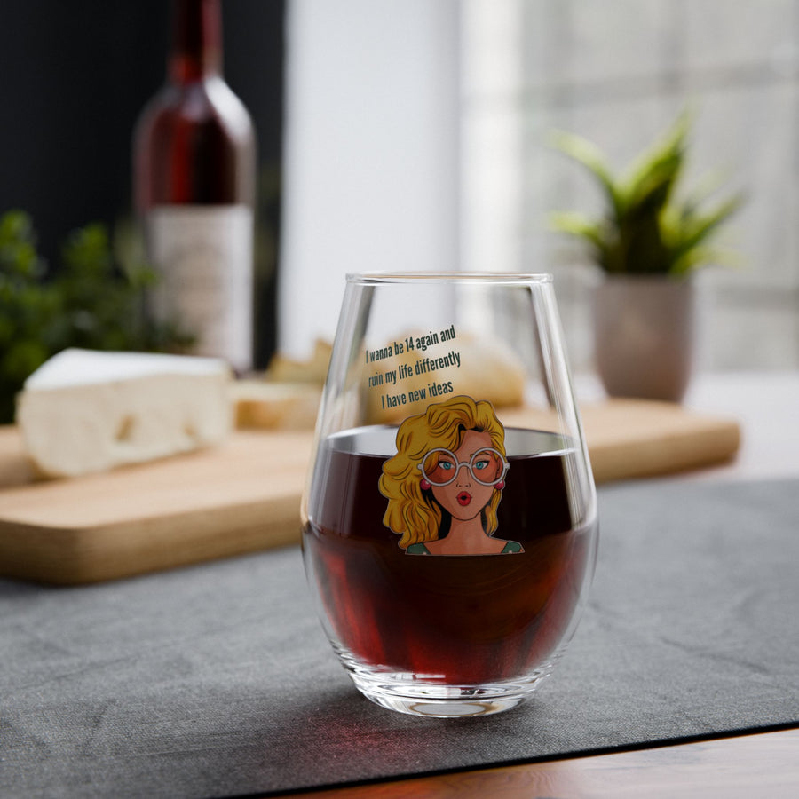 Pop Art Stemless Wine Glass – 14 Again