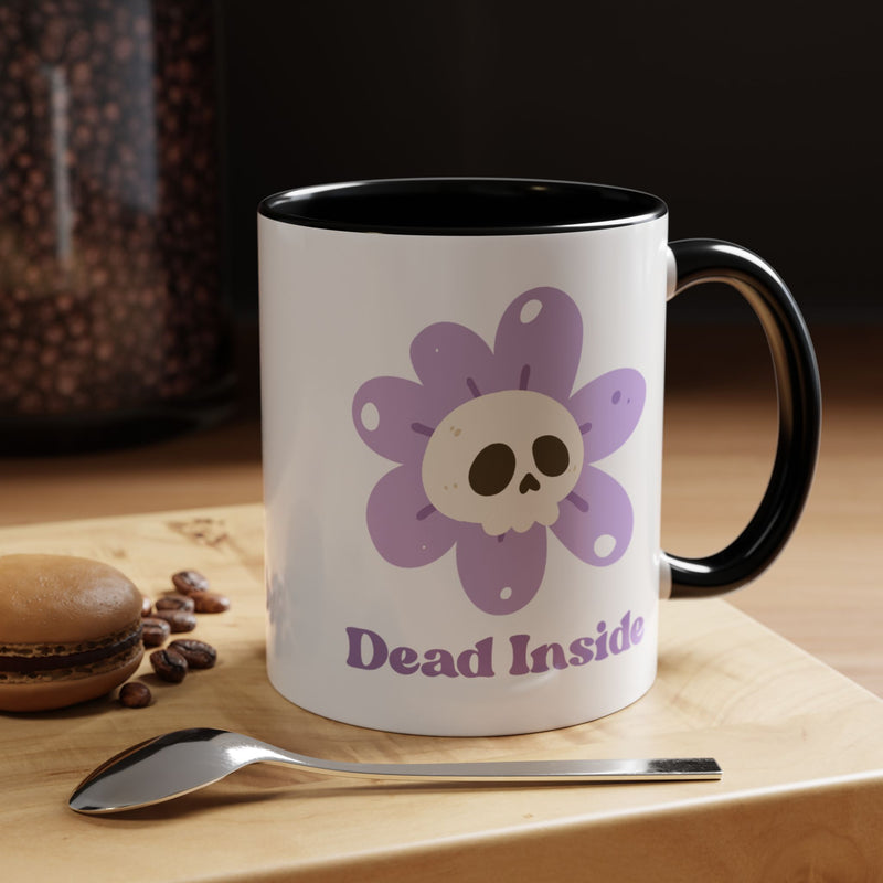 Coffee or Tea Mug — "Dead Inside" Floral Skull Accent Mug