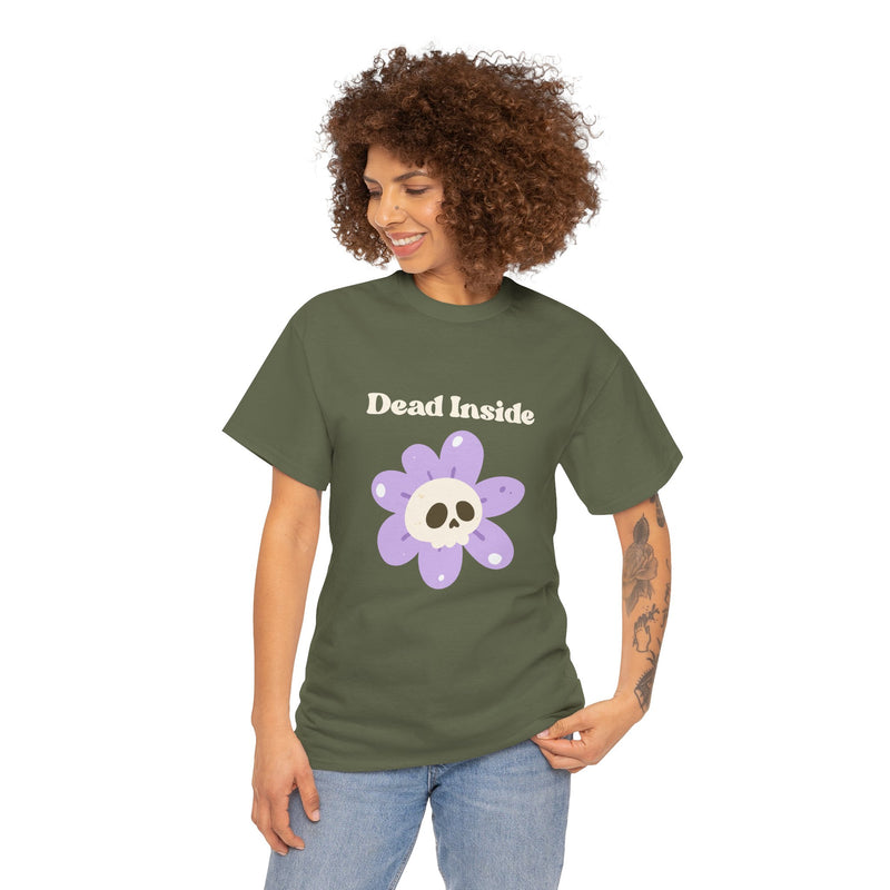 Graphic Tee — "Dead Inside" Skull Flower Mental Health Awareness T-Shirt