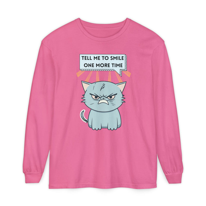 Grumpy Cat "Tell Me To Smile One More Time" Long Sleeve Tee