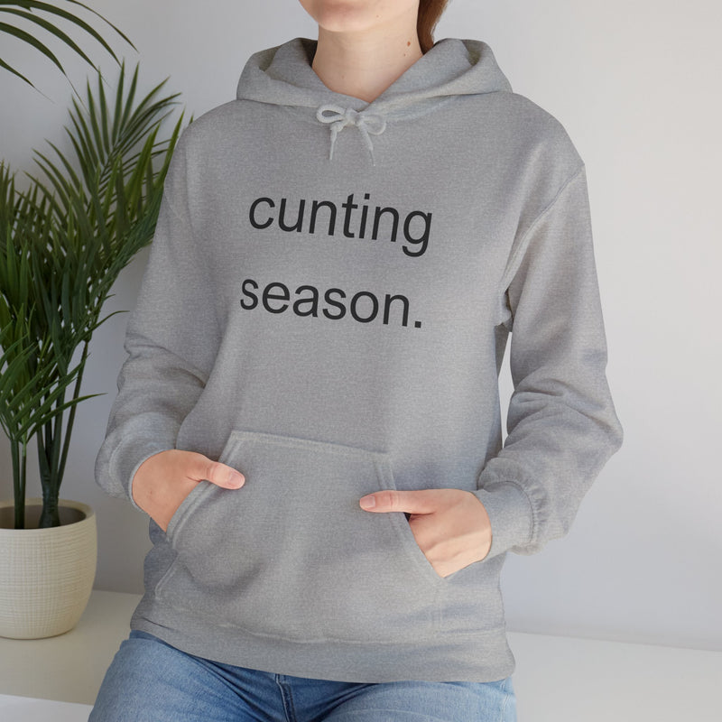 Bold Empowering Statement "cunting season." Hoodie — Minimalist Slogan Hooded Sweatshirt