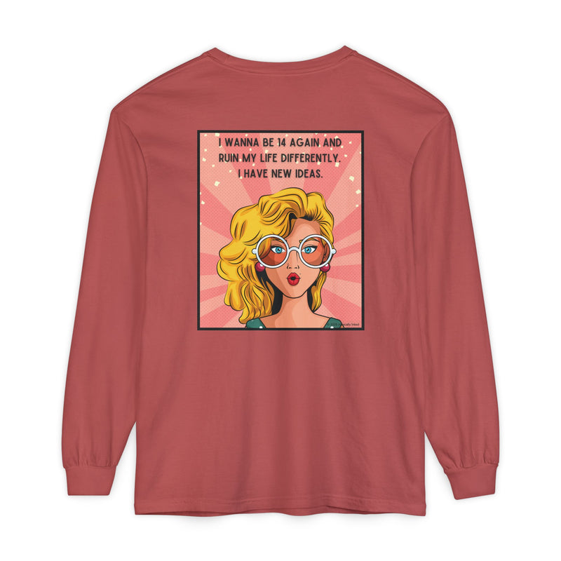 Pop Art Comic Long Sleeve Tee — "I Wanna Be in My Own Movie" Graphic Oversize T-Shirt
