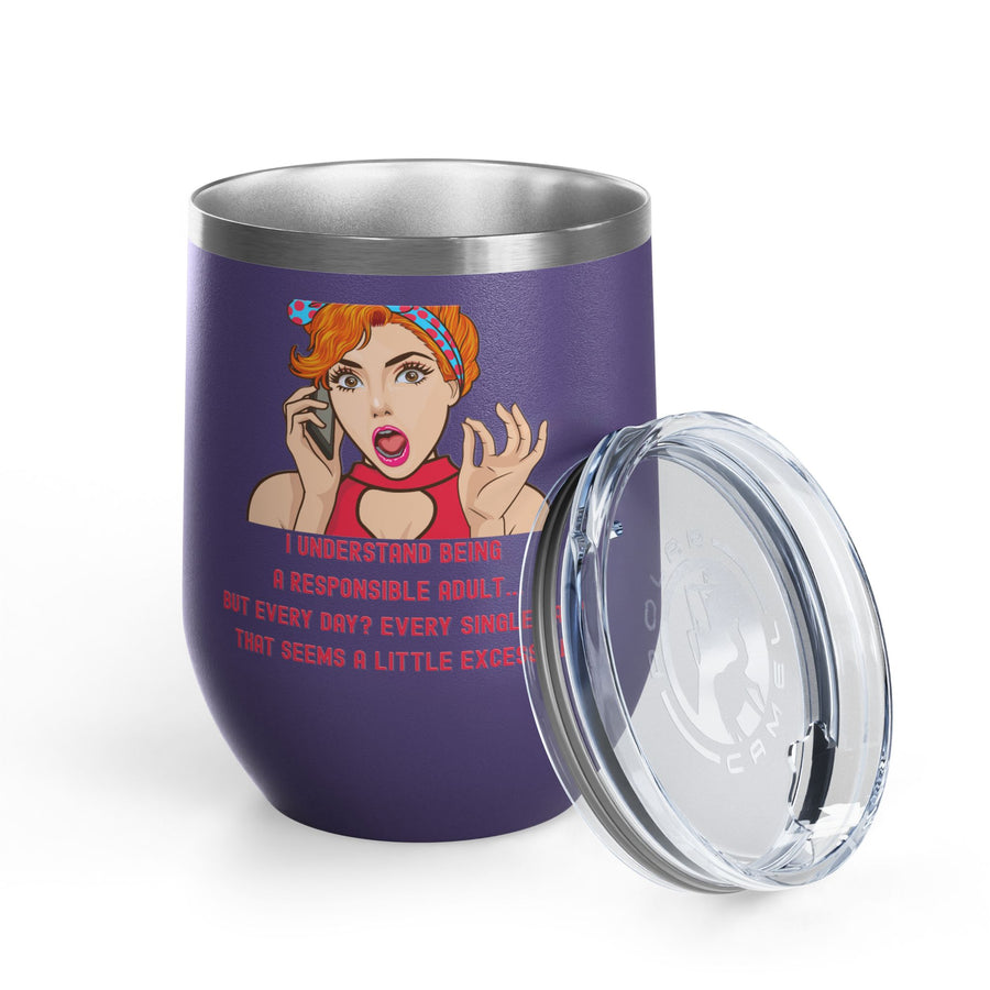 Responsible Adult Pop Art Wine Tumbler - Stainless Steel 12oz