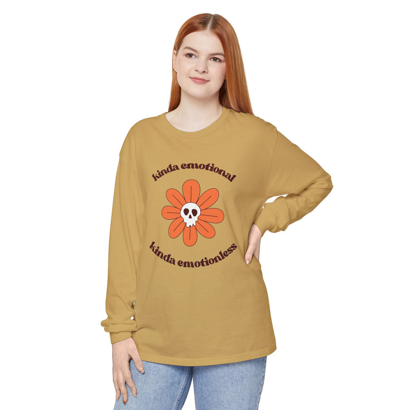 Daisy Skull T-Shirt "Kinda Emotional Kinda Emotionless" Long Sleeve Tee