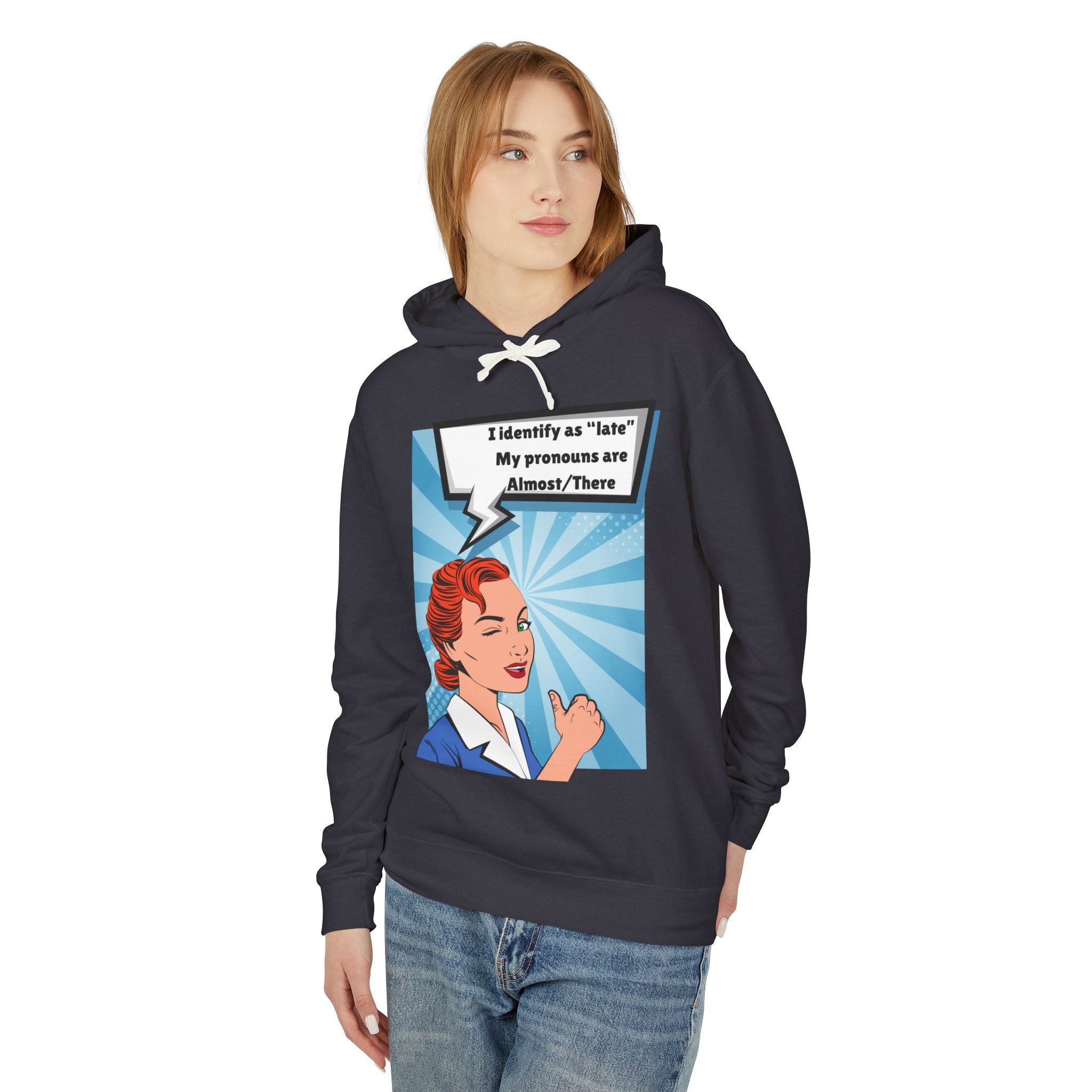 Identify as Late - Unisex Lightweight Hooded Sweatshirt