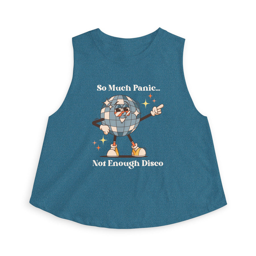 Disco Ball Women's Crop Top — "So Much Panic... Not Enough Disco" Graphic Tank