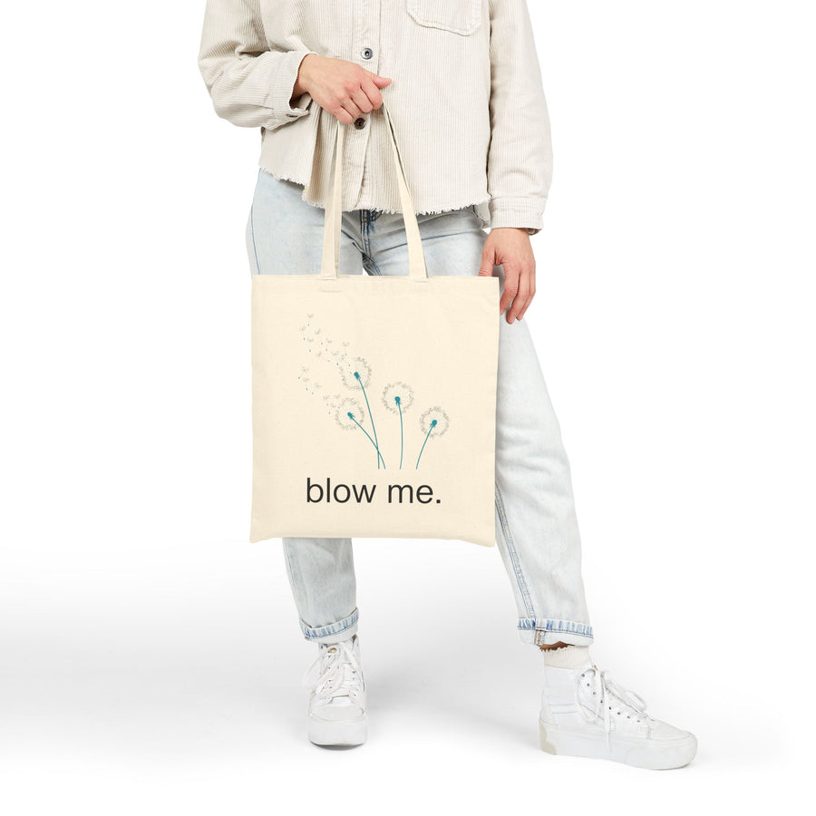 Tote Bag — 'blow me.' Dandelion Canvas Tote, Reusable Grocery & Market Bag