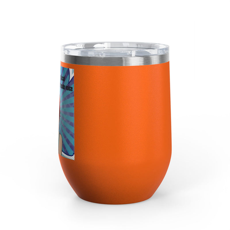 Retro Pop Art - "I Need to Teach My Facial Expressions to Use Their Inside Voice" Stainless Steel 12oz Insulated Wine Tumbler