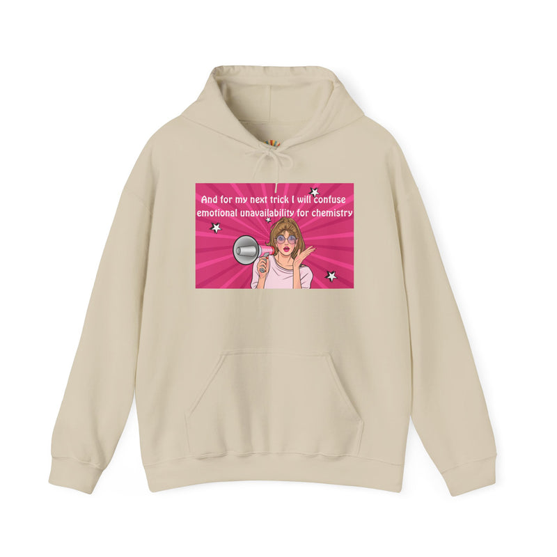 Graphic Hoodie — Retro Pop Art "Emotional Unavailability" Hooded Sweatshirt