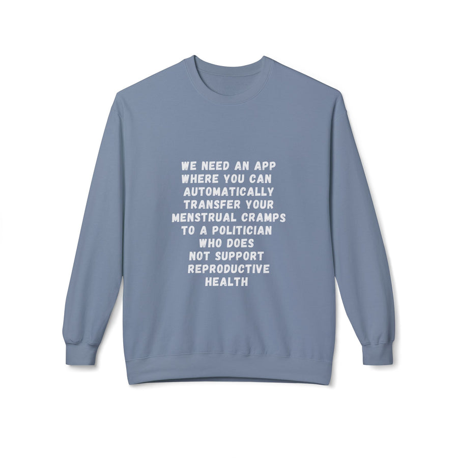 Transfer Menstrual Cramps - Unisex Midweight Softstyle Fleece Crewneck Sweatshirt