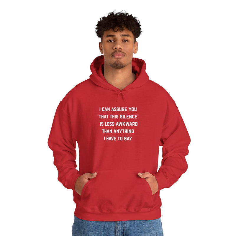 "Awkward Silence" Hoodie - Unisex Heavy Blend™ Minimalist Graphic Text Hooded Sweatshirt
