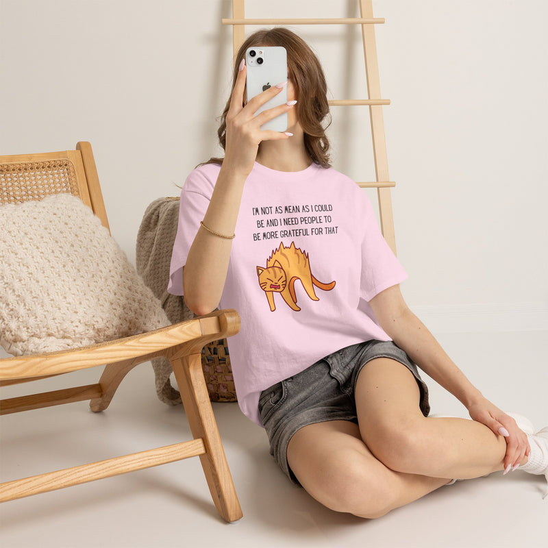 Sassy Cat Attitude T-Shirt — "I’m Not As Mean As I Could Be" Graphic Tee