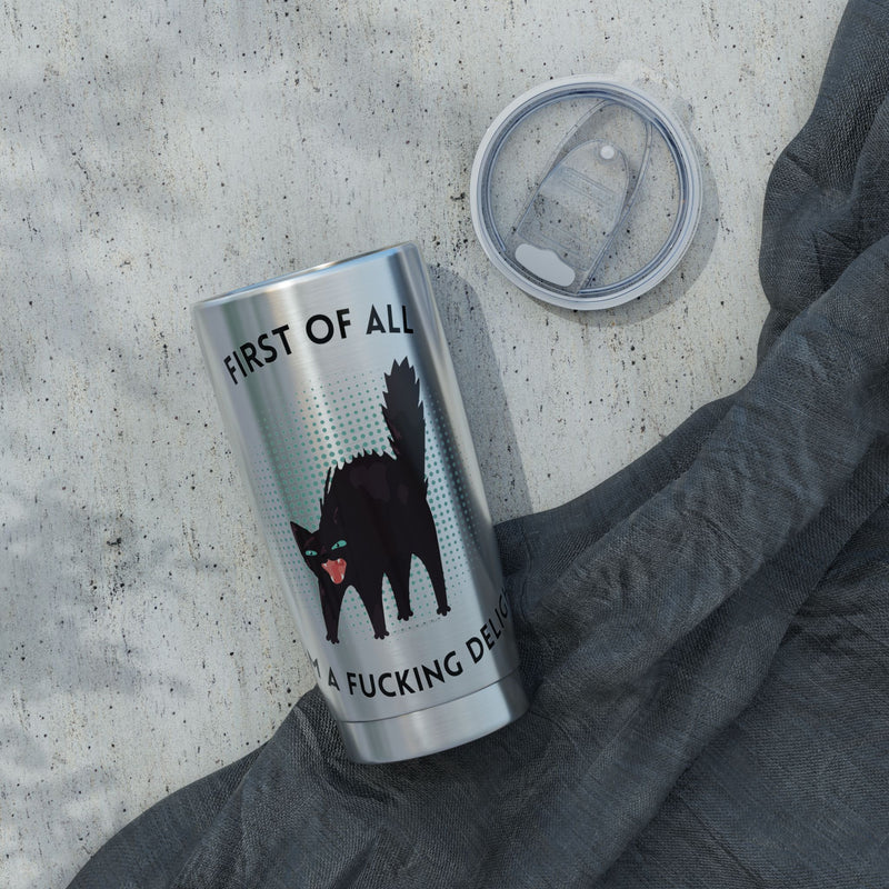 "Delightful" Black Cat Tumbler - 20oz Insulated Travel Cup