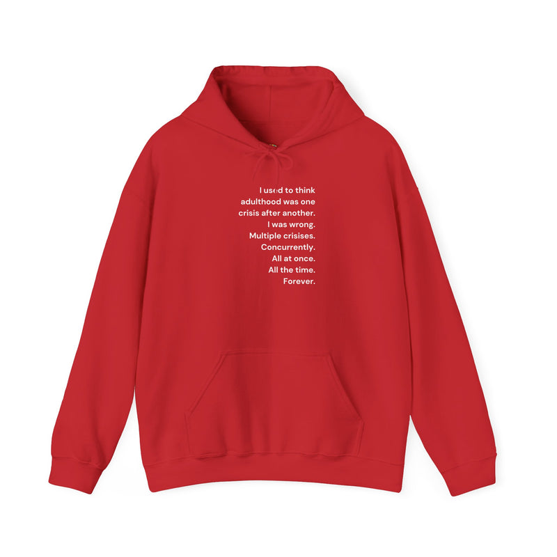 Graphic Text Hoodie — 'Adulthood' Hooded Sweatshirt