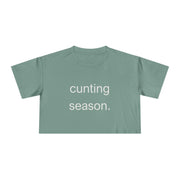 Women's Crop Tee — "Cunting Season" Subtle White Minimalist Text T-shirt Top