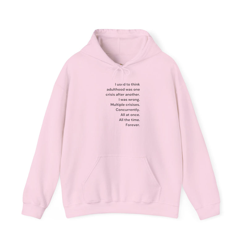 Graphic Text Hoodie — 'Adulthood' Hooded Sweatshirt
