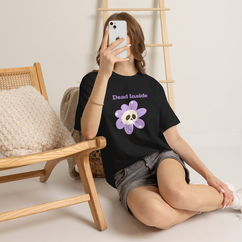 Graphic Tee — "Dead Inside" Skull Flower Mental Health Awareness T-Shirt