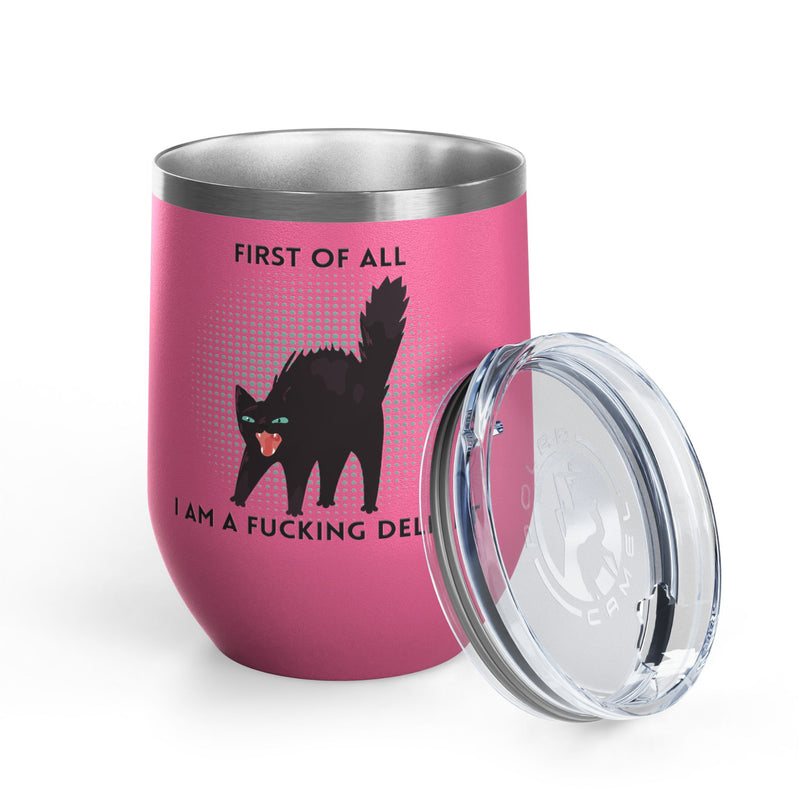 Fucking Delight Sassy Cat Wine Tumbler - Insulated Stainless Steel Wine Glass