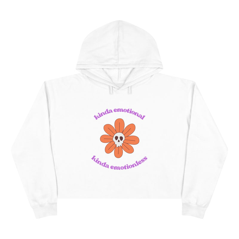 Crop Hoodie - "Kinda Emotional Kinda Emotionless" Flower Skull Hooded Sweatshirt