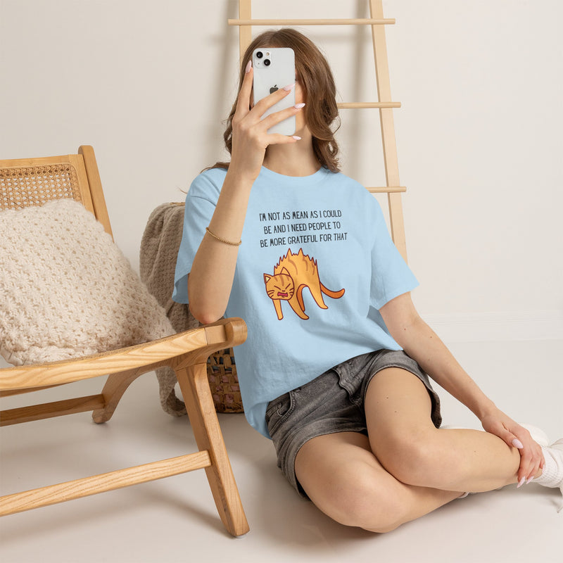 Sassy Cat Attitude T-Shirt — "I’m Not As Mean As I Could Be" Graphic Tee