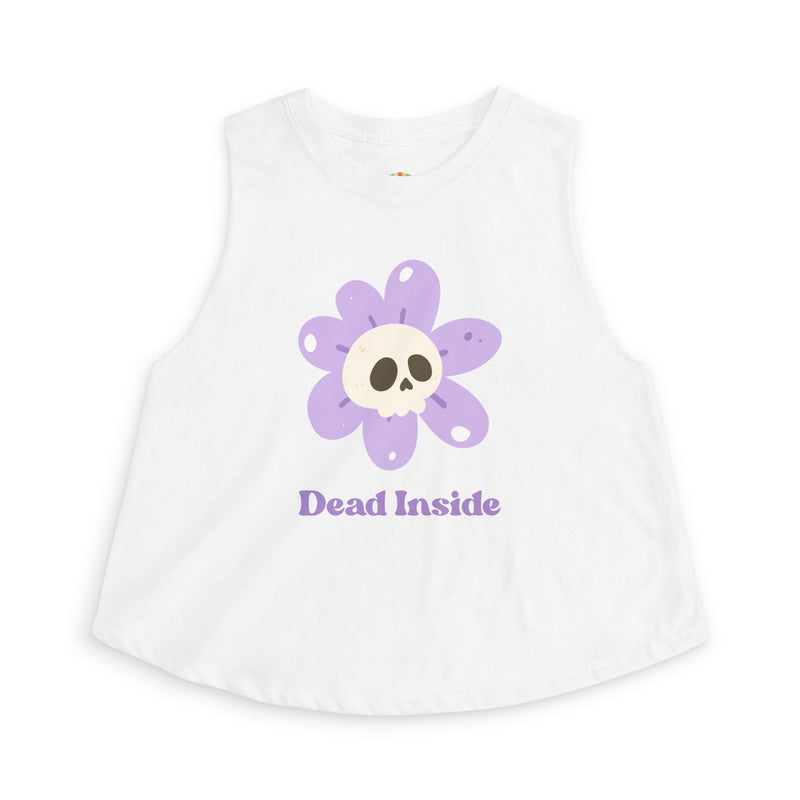 "Dead Inside" Floral Crop Top — Skull Flower Women's Tank