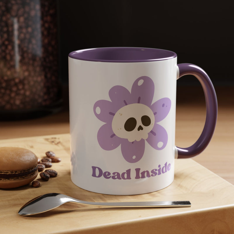 Coffee or Tea Mug — "Dead Inside" Floral Skull Accent Mug
