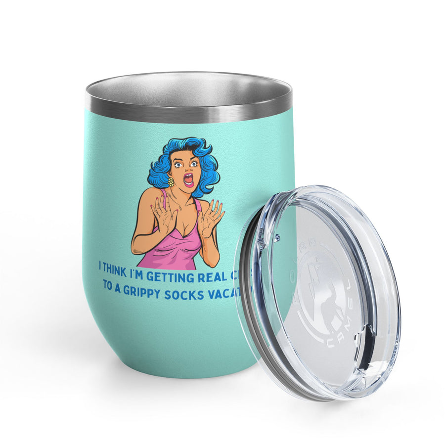 Grippy Sock Vacation Pop Art Wine Tumbler - Stainless Steel 12oz
