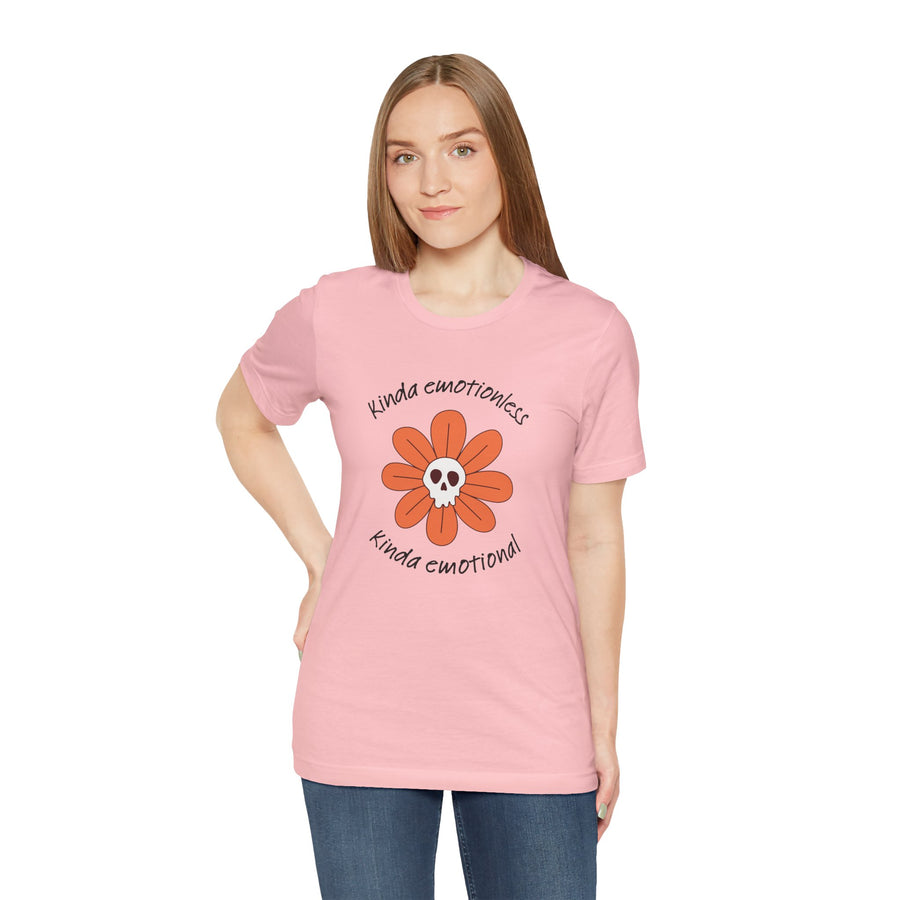 Graphic Tee - Kinda Emotionless Kinda Emotional Floral Skull Mental Health Awareness T-Shirt