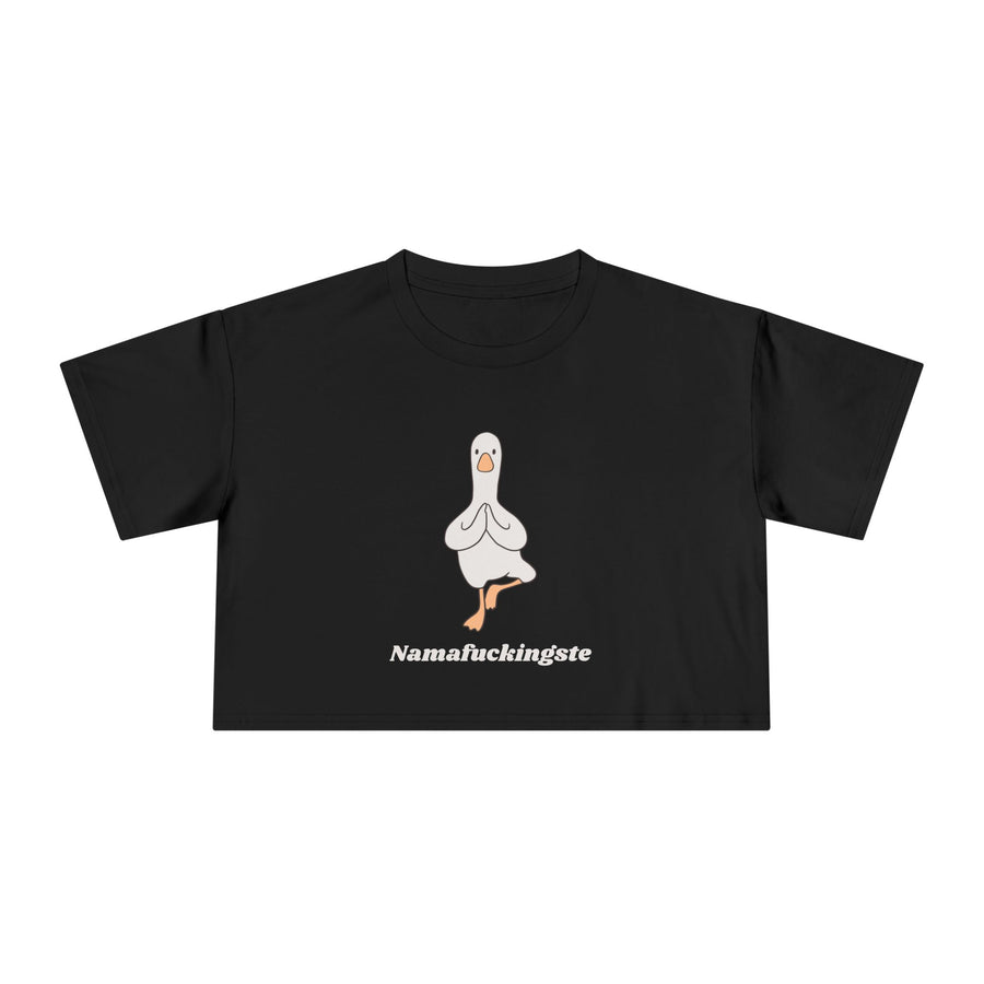 Yoga Duck Women's Crop Tee — 'Namafuckingaste' Graphic T-shirt Top