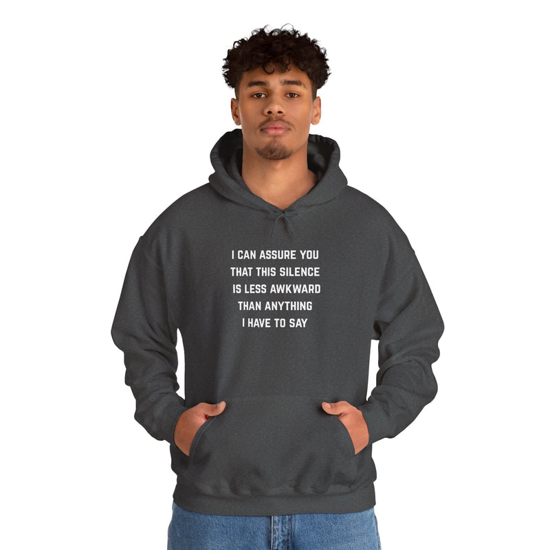 "Awkward Silence" Hoodie - Unisex Heavy Blend™ Minimalist Graphic Text Hooded Sweatshirt