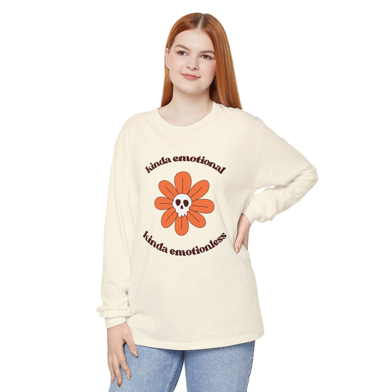 Daisy Skull T-Shirt "Kinda Emotional Kinda Emotionless" Long Sleeve Tee
