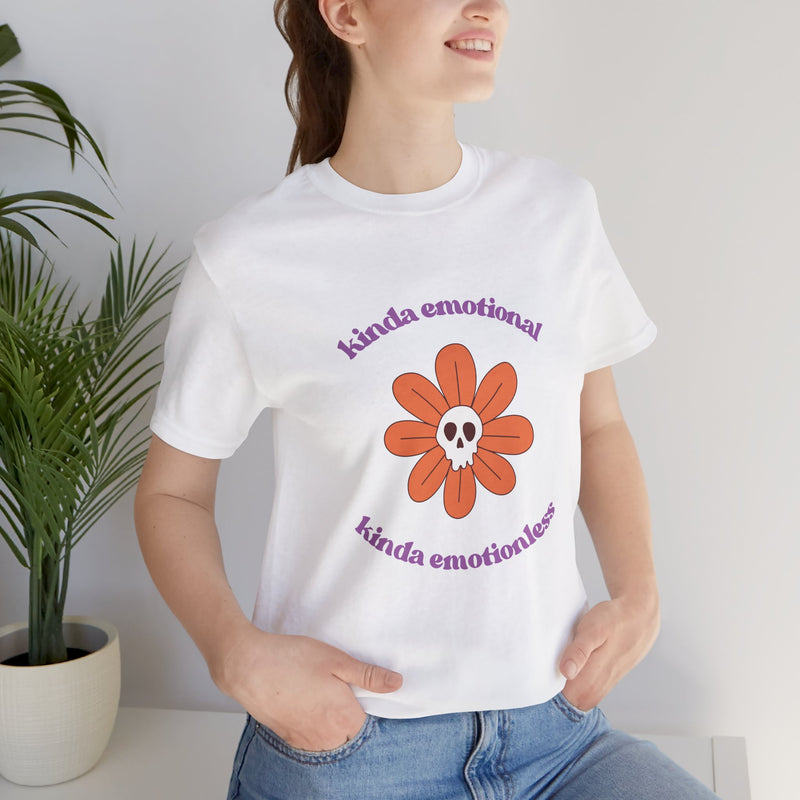 Graphic Tee - Kinda Emotionless Kinda Emotional Floral Skull Mental Health Awareness T-Shirt