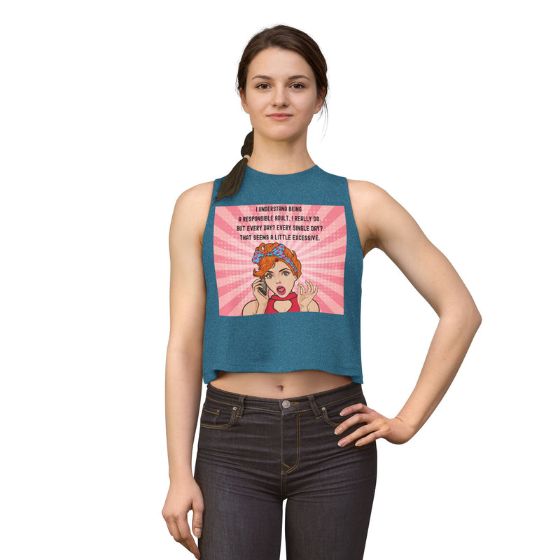 Crop Top - Retro Pop Art "I Understand Being A Responsible Adult..." Graphic Tank