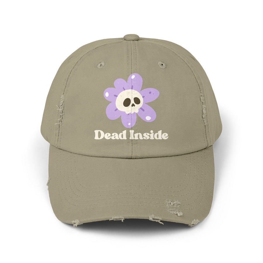 Dead Inside Skull Flower Distressed Cap — Baseball Hat