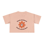Crop Tee — 'Kinda Emotional, Kinda Emotionless' Retro Flower Skull Graphic T-shirt Top