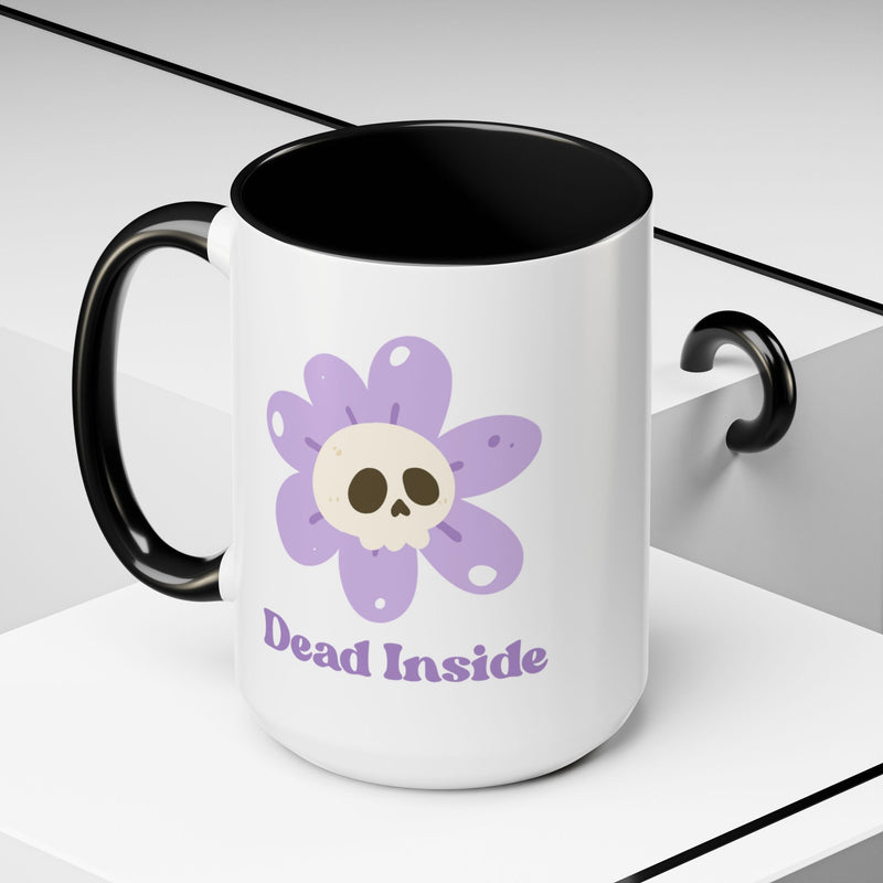 Coffee or Tea Mug — "Dead Inside" Floral Skull Accent Mug