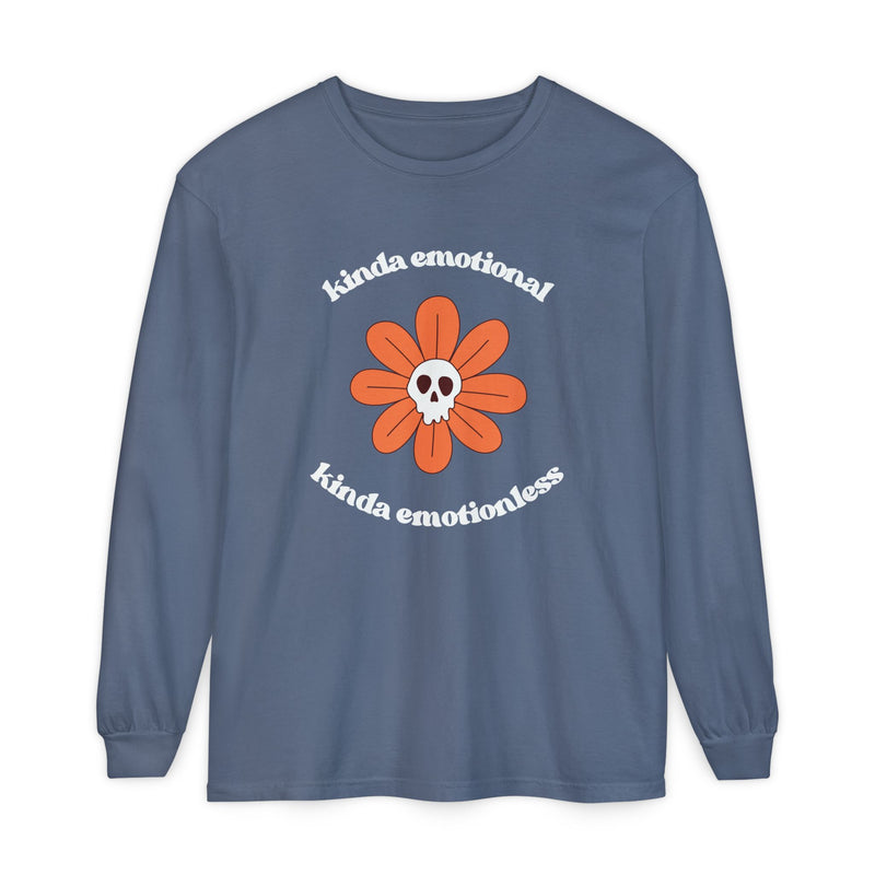 Daisy Skull T-Shirt "Kinda Emotional Kinda Emotionless" Long Sleeve Tee