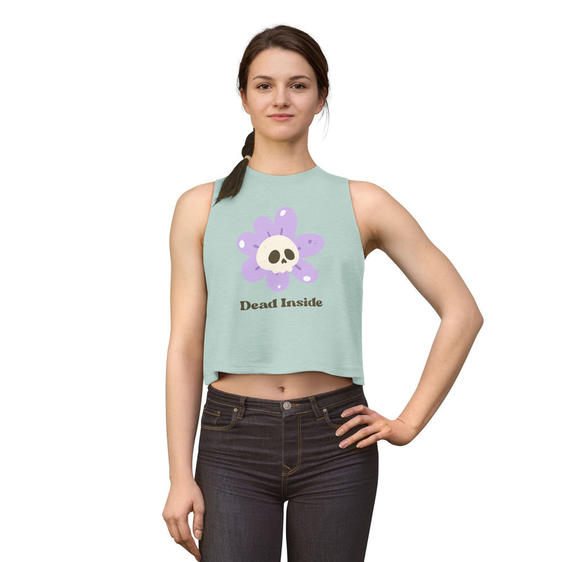 "Dead Inside" Floral Crop Top — Skull Flower Women's Tank