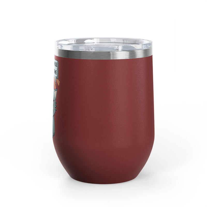 "Tell Me to Smile One More Time" Sassy Cat Insulated Wine Tumbler - Stainless Steel 12oz