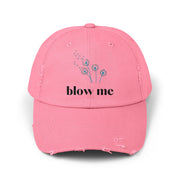 "Blow Me" Dandelion Cap — Distressed Baseball Hat