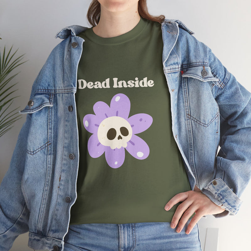 Graphic Tee — "Dead Inside" Skull Flower Mental Health Awareness T-Shirt