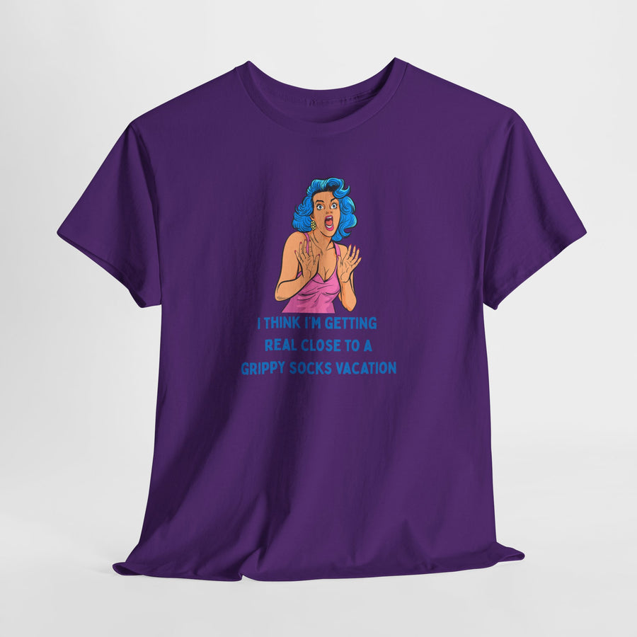Pop Art Tee - "Grippy Socks Vacation" Mental Health Awareness Graphic T-Shirt