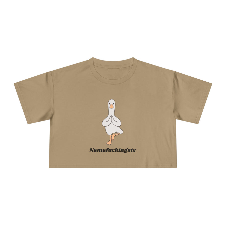 Yoga Duck Women's Crop Tee — 'Namafuckingaste' Graphic T-shirt Top