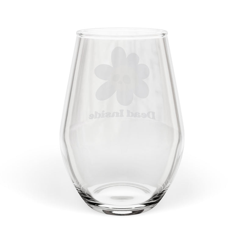 Floral Skull Stemless Wine Glass – "Dead Inside"